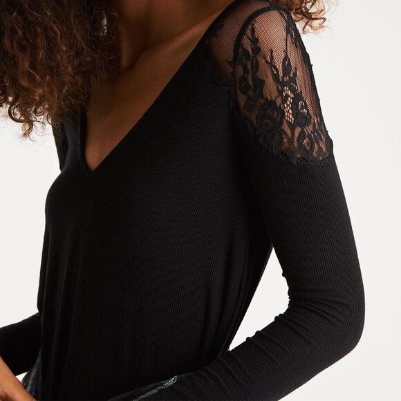 ✨Soft & Sexy Ribbed Lace-shoulder Dress✨ - Picture 3 of 8
